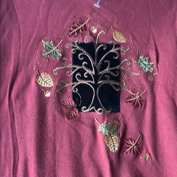 Elegant Red Embroidered Sweatshirt - Picture 9 of 10